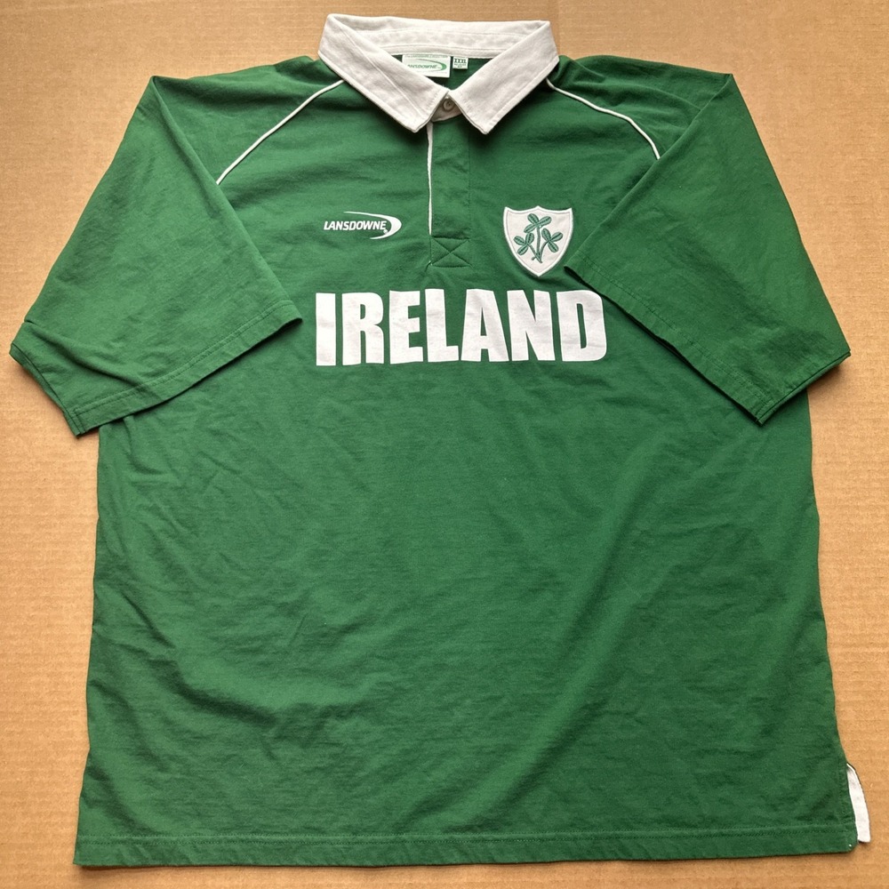 Lansdowne VTG Ireland Rugby Shirt Mens Sz 3XL Green Relaxed Short Sleeve Preppy